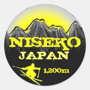 Niseko Japan gult skidar konstklistermärkear Runt Klistermärke