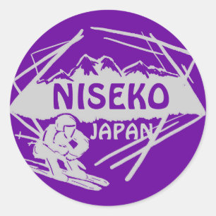 Niseko Japan lila grått ski logotyp art-klistermär Runt Klistermärke