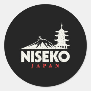 Niseko Japan Ski Resort Retro Skiing Snowboarding Runt Klistermärke