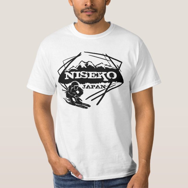Niseko Japan skidar vit för logotypkonstsvarten Tröja (Framsida)