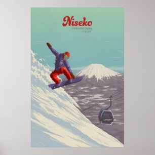 Niseko Japan Snowboard Resorera Affisch