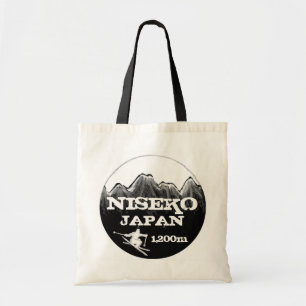 Niseko Japan, svart, vit skidpåse, återanvändbar p Tygkasse