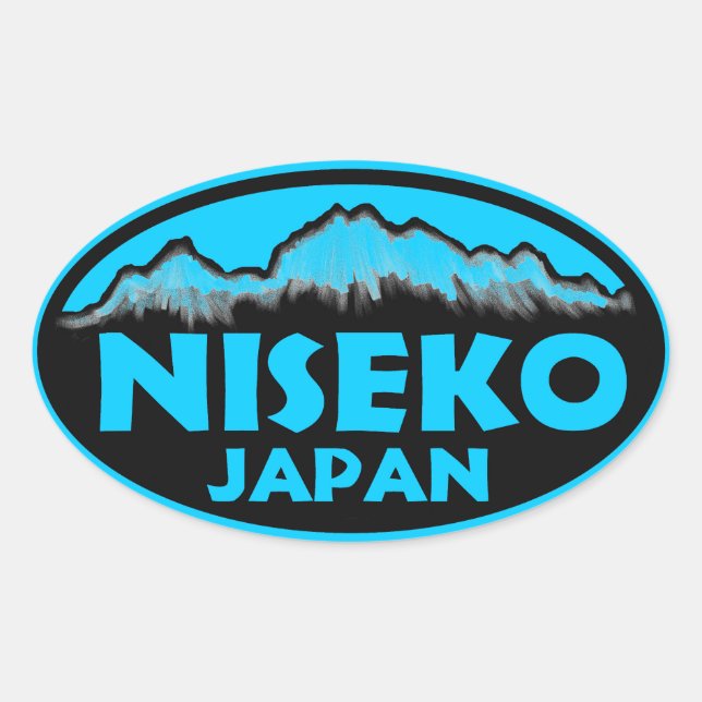 Niseko Japans blå ovala klistermärken (Framsida)