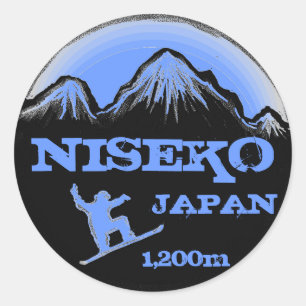 Niseko Japans blå snowboard souvenir-klistermärken Runt Klistermärke