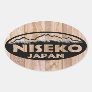 Niseko Japanska ovala trädetiketter Ovalt Klistermärke