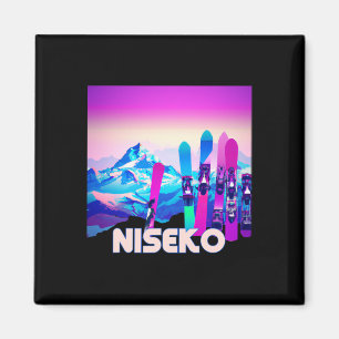 Niseko Ski - Retro 80's Stil Skiing and Snowboard Magnet