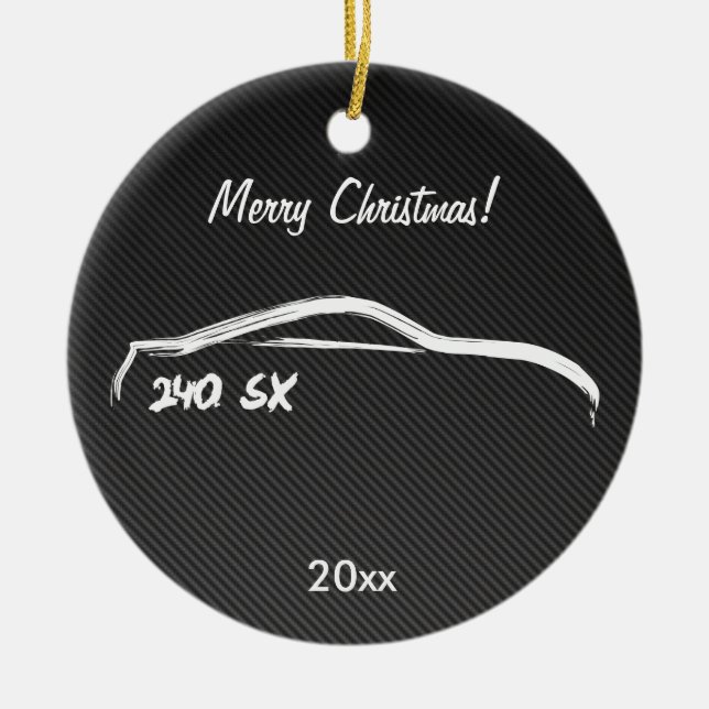 Nissan 240SX vitsilhouette Julgransprydnad Keramik (Framsidan)