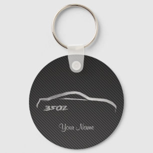 Nissan 350Z penseldraglogotyp med Fauxkolfiber Nyckelring
