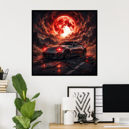 Nissan 350z Under en blodröd måne Poster