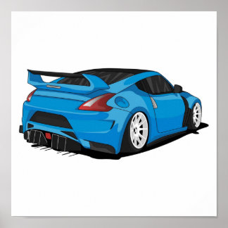 Nissan 370z blå med vita fälgar poster