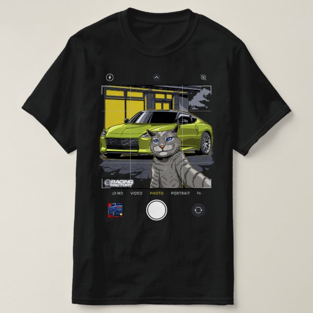 Nissan 400z Selfie Cat T Shirt (Design framsida)