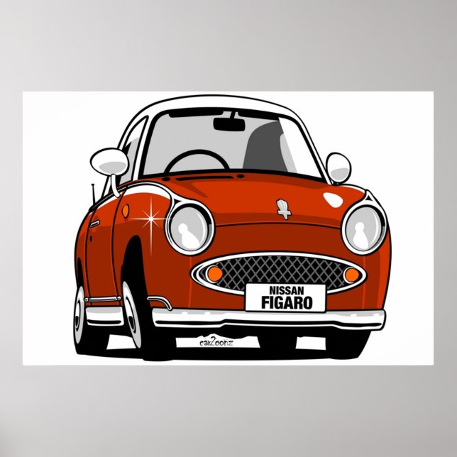 Nissan Figaro caricature red Poster (Framsidan)