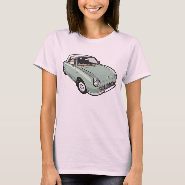 Nissan Figaro Emerald Grönt Tee Shirt (Framsida)