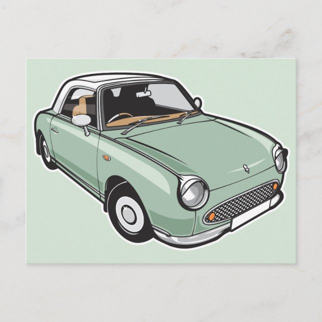Nissan Figaro Emerald Grönt Vykort (Framsida)