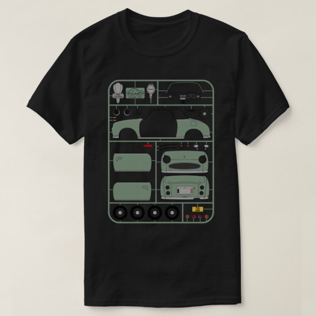 Nissan Figaro in Emerald Green Plastic Model Kit - T Shirt (Design framsida)