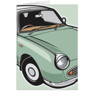 Nissan Figaro smaragdgrönt Hälsningskort