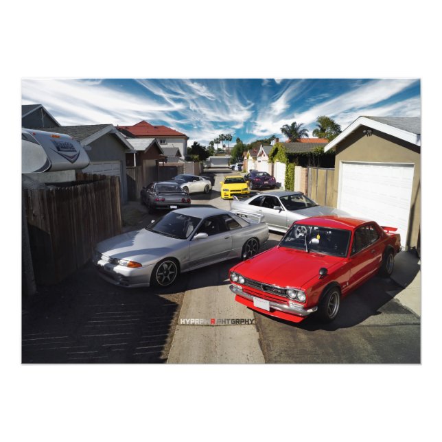 Nissan GT-R32 R33 R34 R35 Skyline Hakosuka Fototryck (Framsidan)