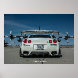 Nissan GT-R35 LibertyWalk Widebody med Flygplan Poster