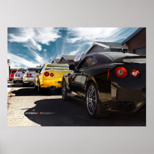 Nissan GT-R35, R34, R33, R32, Hakosuka Skyline Poster
