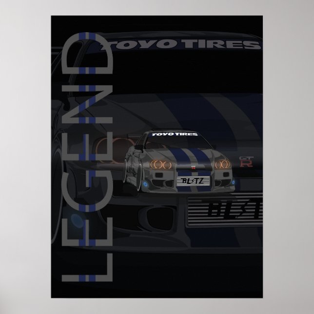 Nissan R34 GT-R Legend Poster (Framsidan)