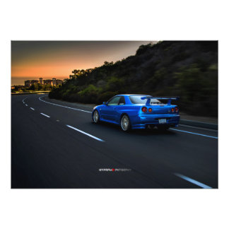 Nissan R34 GT-R Skyline Spec Nur i Kalifornien Fototryck