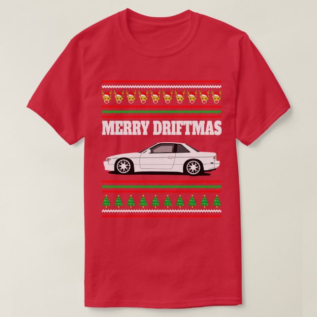 Nissan Silvia S13 Merry Driftmas T Shirt (Design framsida)
