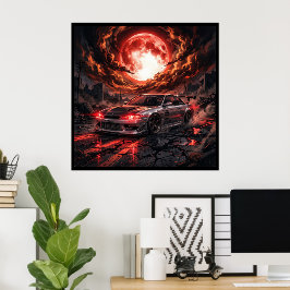 Nissan Silvia S14 Under en blodröd måne Poster