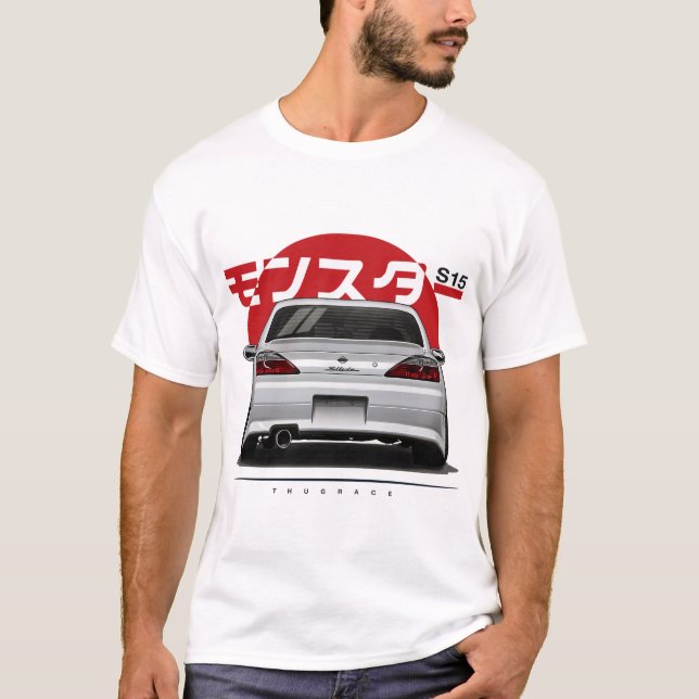 Nissan Silvia S15 Spec R Aero SR20DET JDM Bil Kons T Shirt (Framsida)