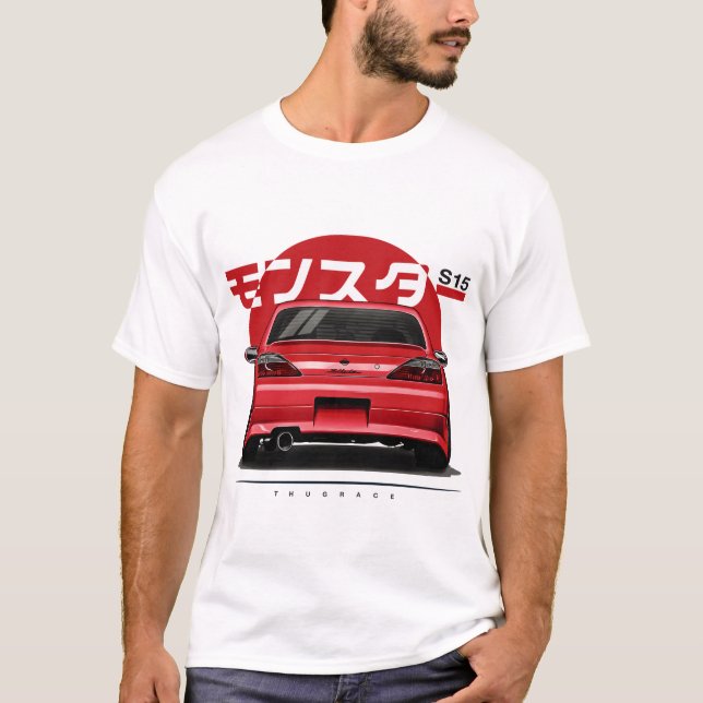 Nissan Silvia S15 Spec R Aero SR20DET JDM Bil T Shirt (Framsida)