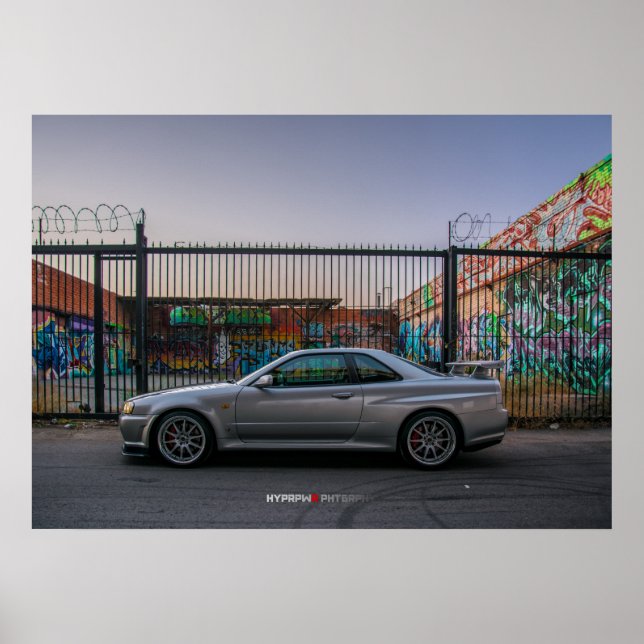Nissan Skyline GT-R34 i Los Angeles Poster (Framsidan)
