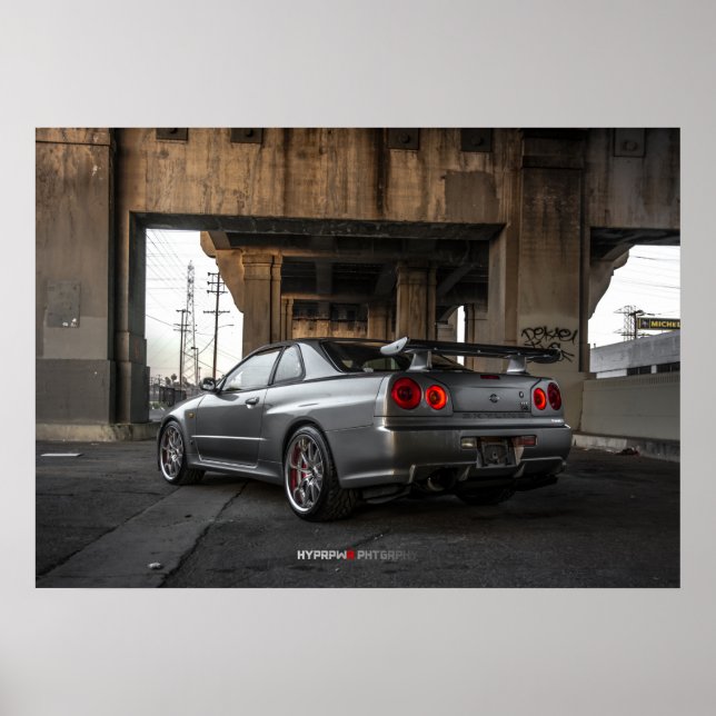 Nissan Skyline GT-R34 i Los Angeles Poster (Framsidan)