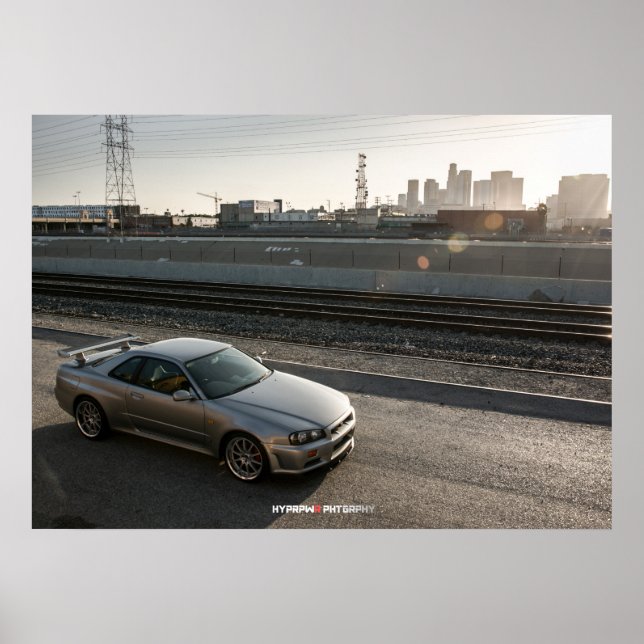 Nissan Skyline GT-R34 i Los Angeles Poster (Framsidan)