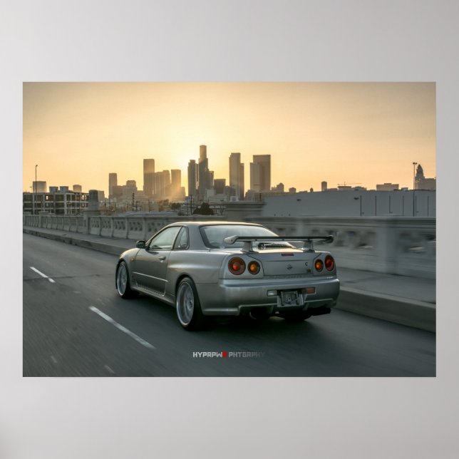Nissan Skyline GT-R34 i Los Angeles Poster (Framsidan)