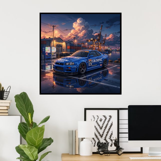 Nissan Skyline GT-R R34 Calsonic Poster (Hemmakontoret)