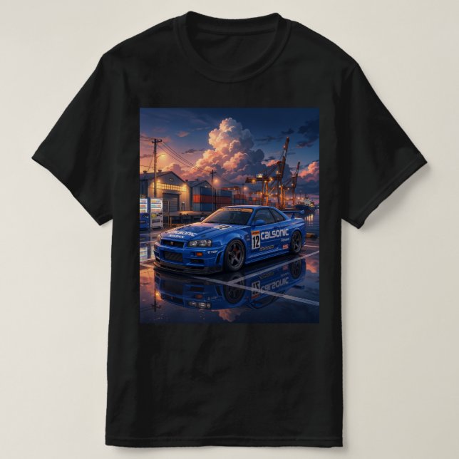 Nissan Skyline GT-R R34 T Shirt (Design framsida)
