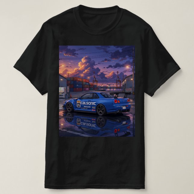 Nissan Skyline GT-R R34 T Shirt (Design framsida)