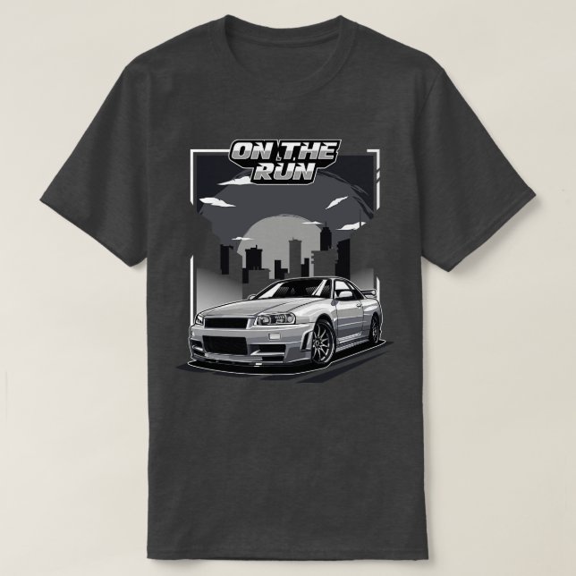 Nissan Skyline GTR R34 vid Springa T Shirt (Design framsida)