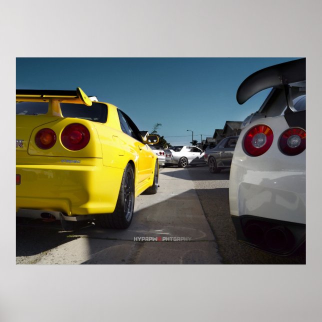 Nissan Skyline R34, R33, R32, R35, Hakosuka GT-R Poster (Framsidan)