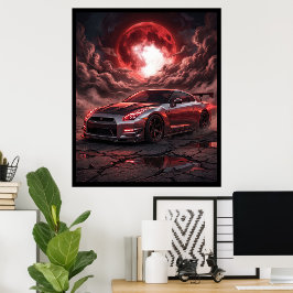 Nissan Skyline R35 Under en blodröd måne Poster