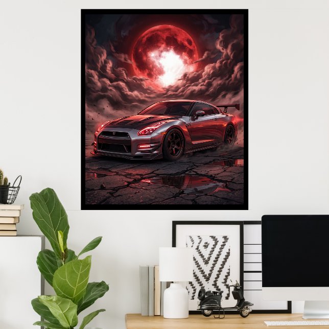 Nissan Skyline R35 Under en blodröd måne Poster (Hemmakontoret)