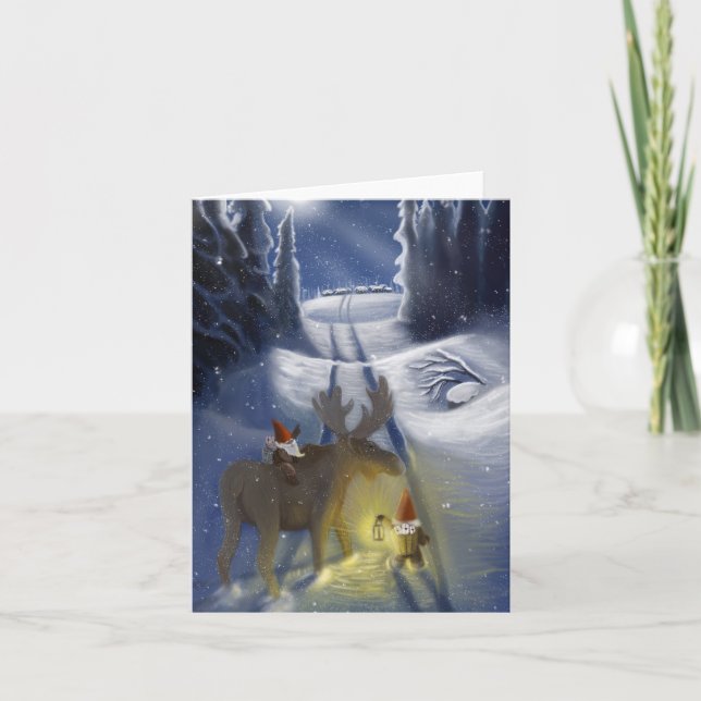 Nisseman i det skandinaviska landskapet helgkort (Framsida)