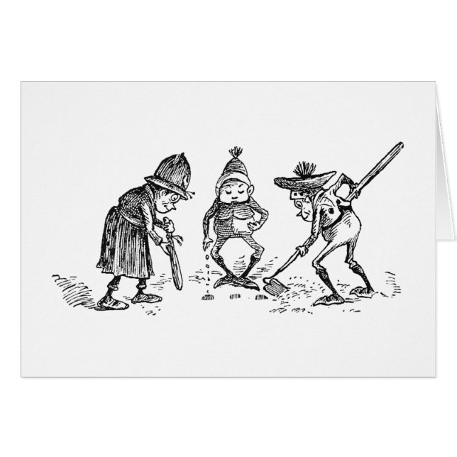 Nissen som hjälpsamt planterar frö hälsningskort (Framsidan Horizontal)