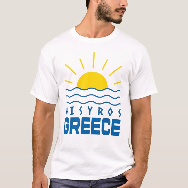 Nisyros Grekland Sol Och Hav Mäns Vit T Shirt (Framsida)