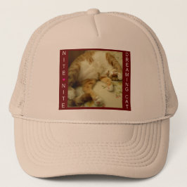 Nite Nite som drömm katten, kopplar ihop hattar Truckerkeps