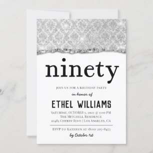 Nittio Diamond Birthday-inbjudan Inbjudningar