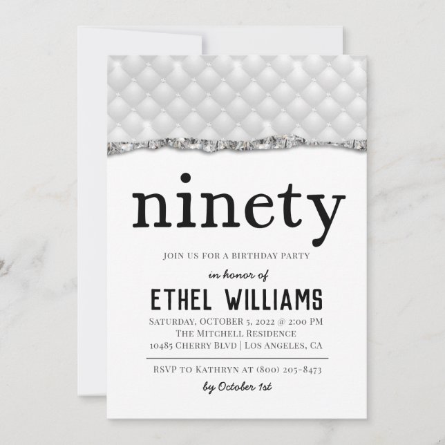 Nittio Diamond Birthday-inbjudan Inbjudningar (Framsida)