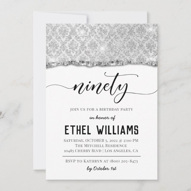 Nittio Diamond Birthday-inbjudan Inbjudningar (Framsida)