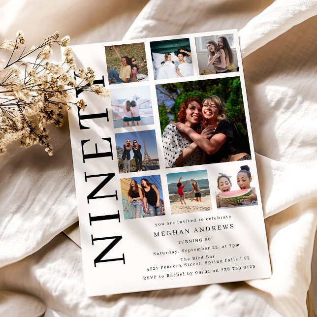 Nittio fotocollage 90-årsfest inbjudningar (Skapare uppladdad)