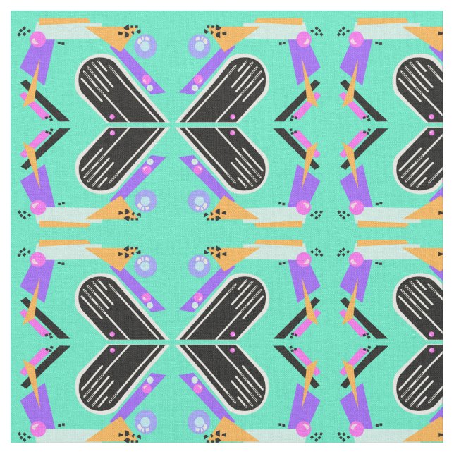 Nittio Neon Butterfly Mönster Tyg (Närbild)