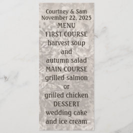 Nittio "Sponge-Pawarded"-Neutralter Bröllop Meny